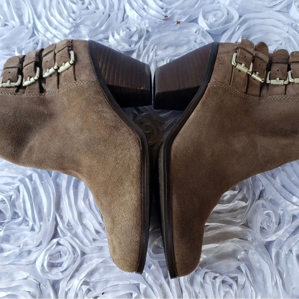 Sam Edelman Lucca Brown Suede Buckle Ankle Heel Boots Bootie Women's Size 7 M - Picture 4 of 8